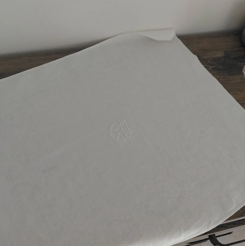 12 serviettes de table anciennes coton blanc monogramme CM