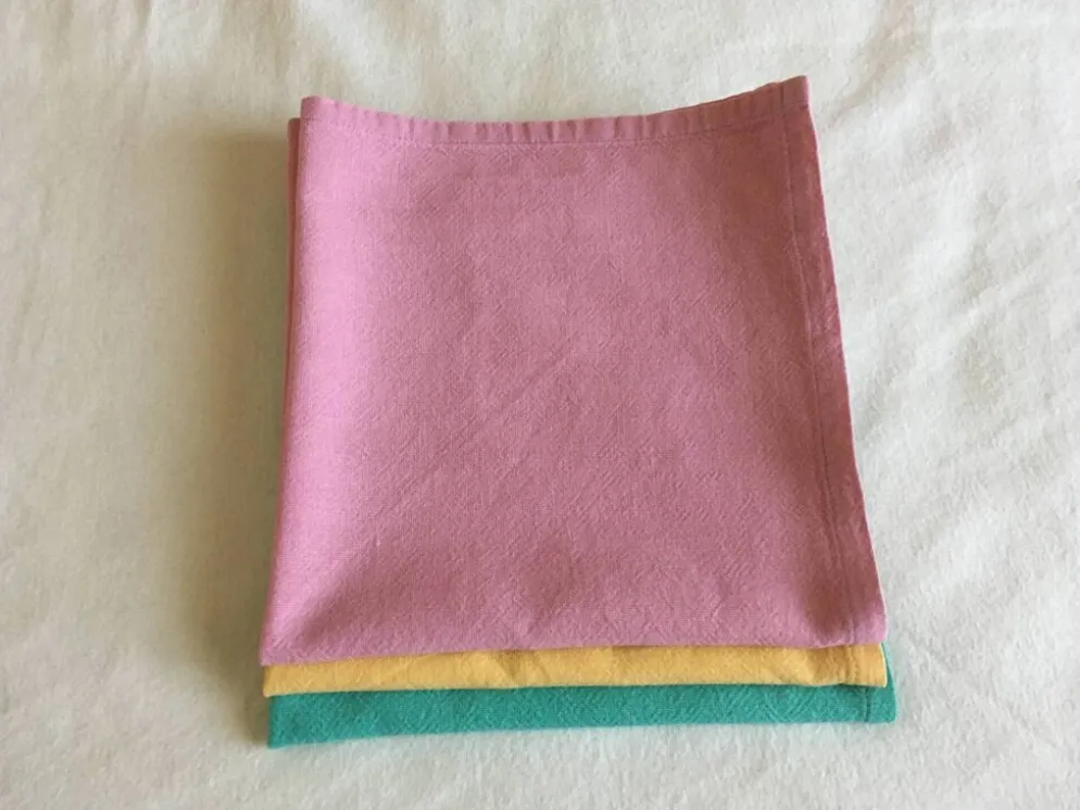3 serviettes de table damassées 40 x 39