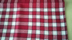 6 Serviettes de table en coton rouge et blanc Vintage