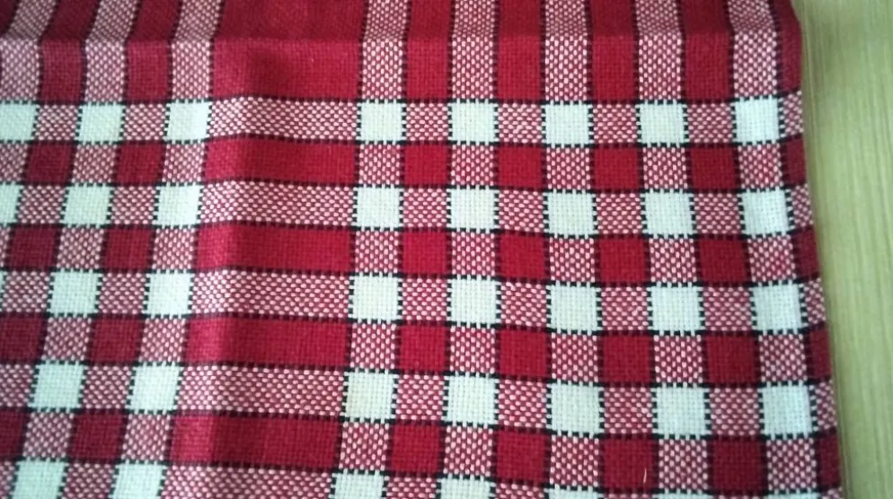 6 Serviettes de table en coton rouge et blanc Vintage