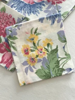 6 serviettes de table à fleurs en coton vintage