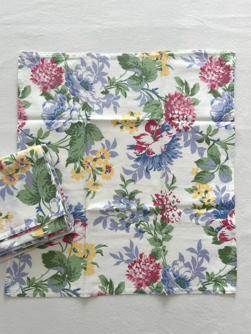 6 serviettes de table à fleurs en coton vintage