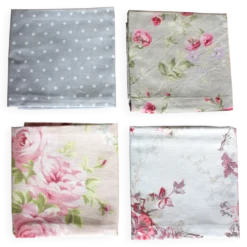 4 serviettes de table Fleurs Pois romantique