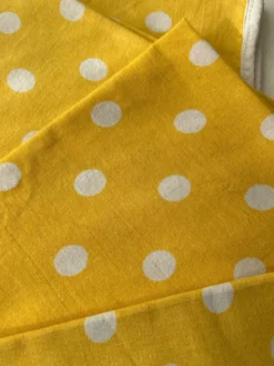 4 serviettes de table jaune à pois blanc
