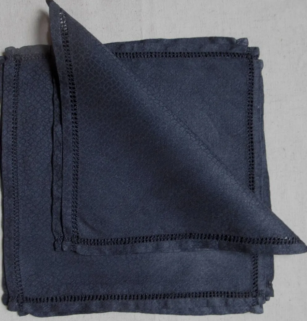 6 serviettes de table noires, en damassé de lin