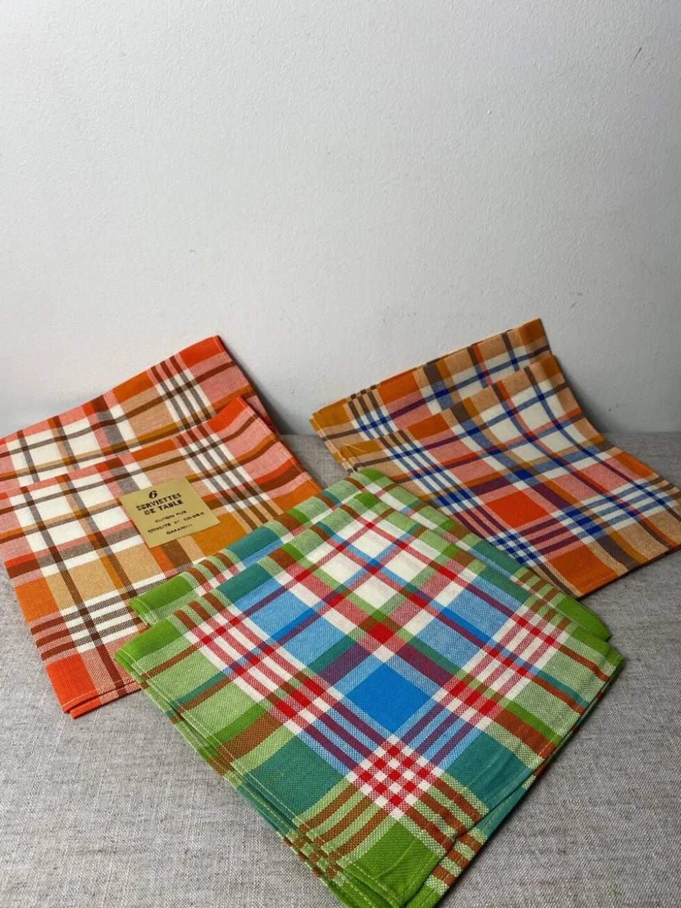 Serviettes de tables pur coton neuves vintage