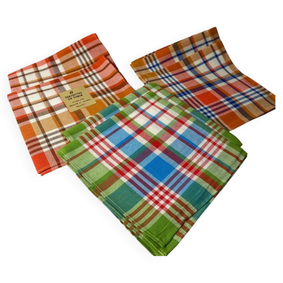 Serviettes de tables pur coton neuves vintage