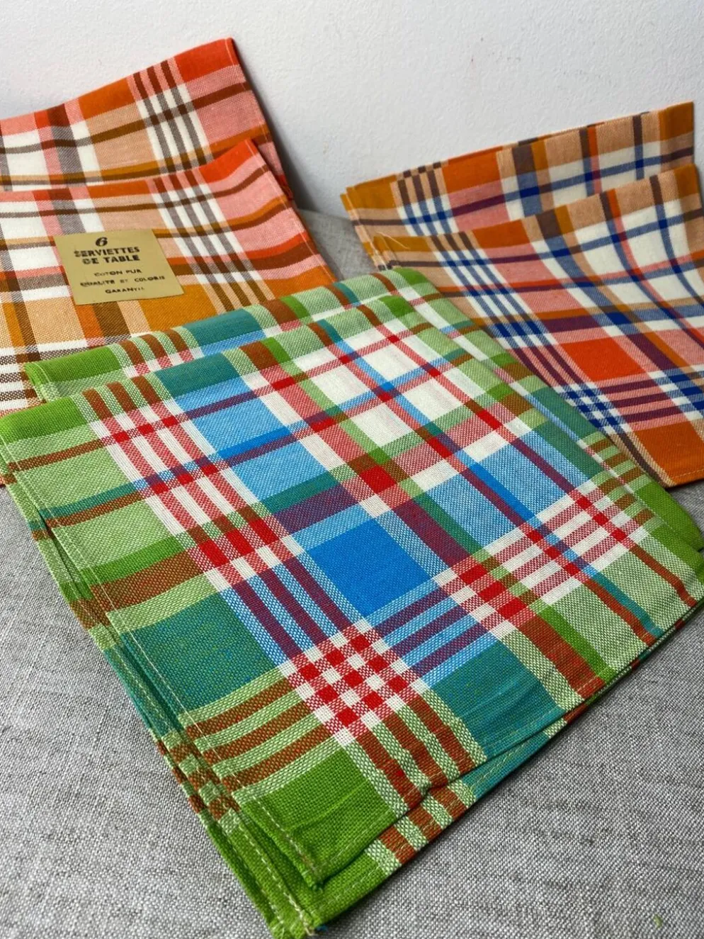 Serviettes de tables pur coton neuves vintage