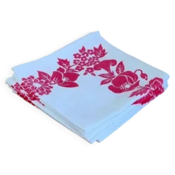 4 serviettes de table vintage blanches à fleurs roses