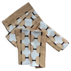 5 serviettes de table 49x49 cm beige à motif géométrique, vintage