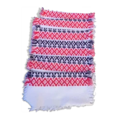 6 serviettes en coton basque motifs rose et bleu indigo vintage