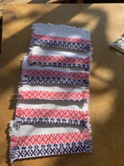 6 serviettes en coton basque motifs rose et bleu indigo vintage