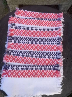 6 serviettes en coton basque motifs rose et bleu indigo vintage