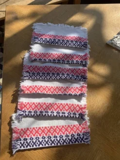 6 serviettes en coton basque motifs rose et bleu indigo vintage