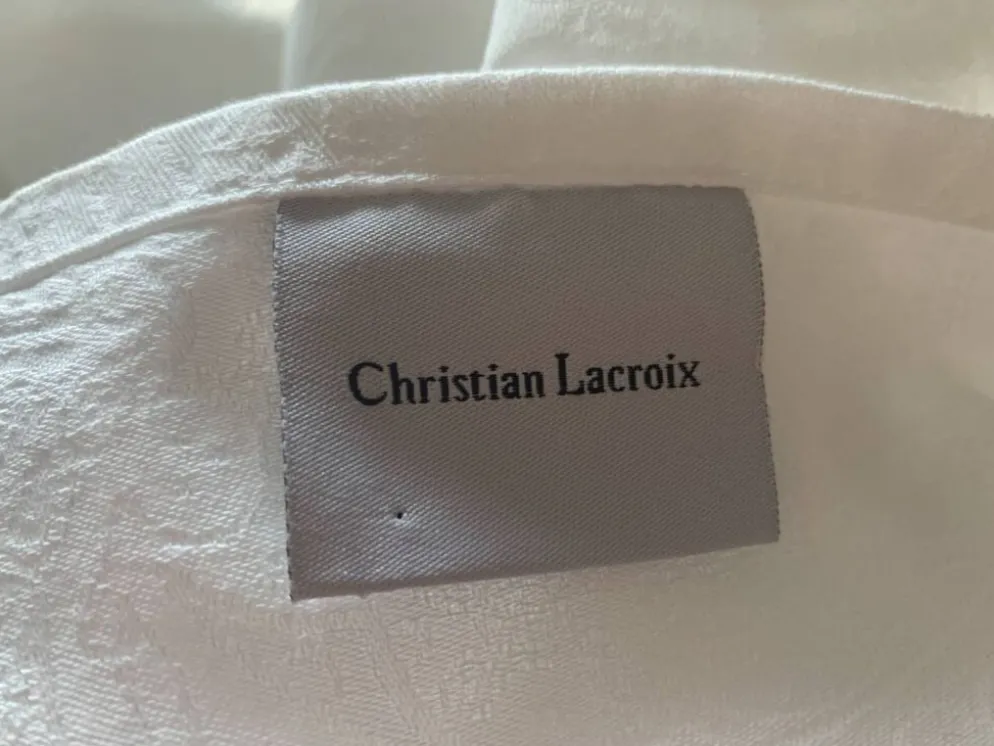 7 serviettes en coton damassé blanches, Christian Lacroix, vintage