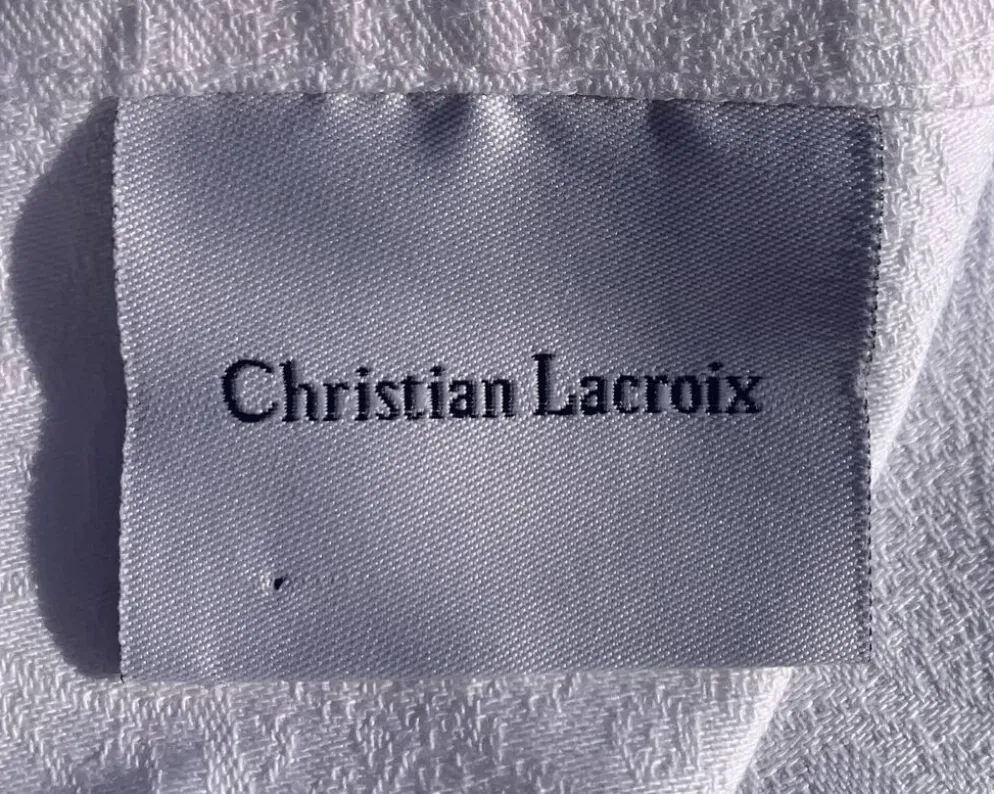 7 serviettes en coton damassé blanches, Christian Lacroix, vintage