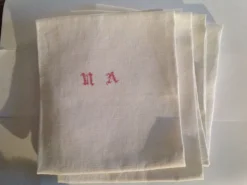 5 serviettes en coton damassées monogrammees