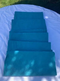 6 serviettes en coton damassées teintées bleues émeraude