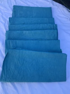 6 serviettes en coton damassées teintées bleues émeraude