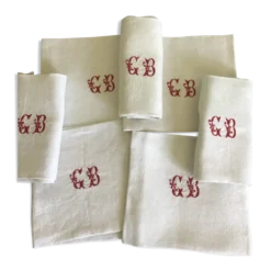 7 serviettes en coton damassé monogrammées