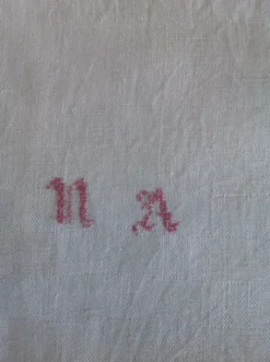 5 serviettes en coton dammasè monogrammees NA