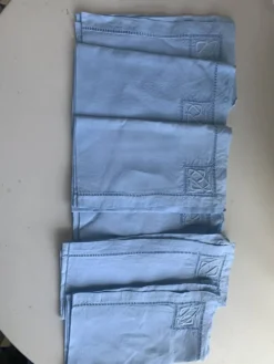 6 serviettes en coton et lin bleu pastel, monogrammées OG