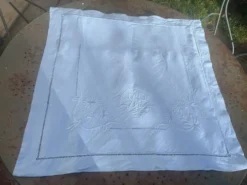 6 serviettes en coton et lin bleu pastel, monogrammées OG