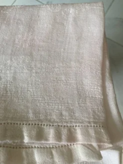 Serviettes monogramme lin damassé bordure ajouré linge ancien