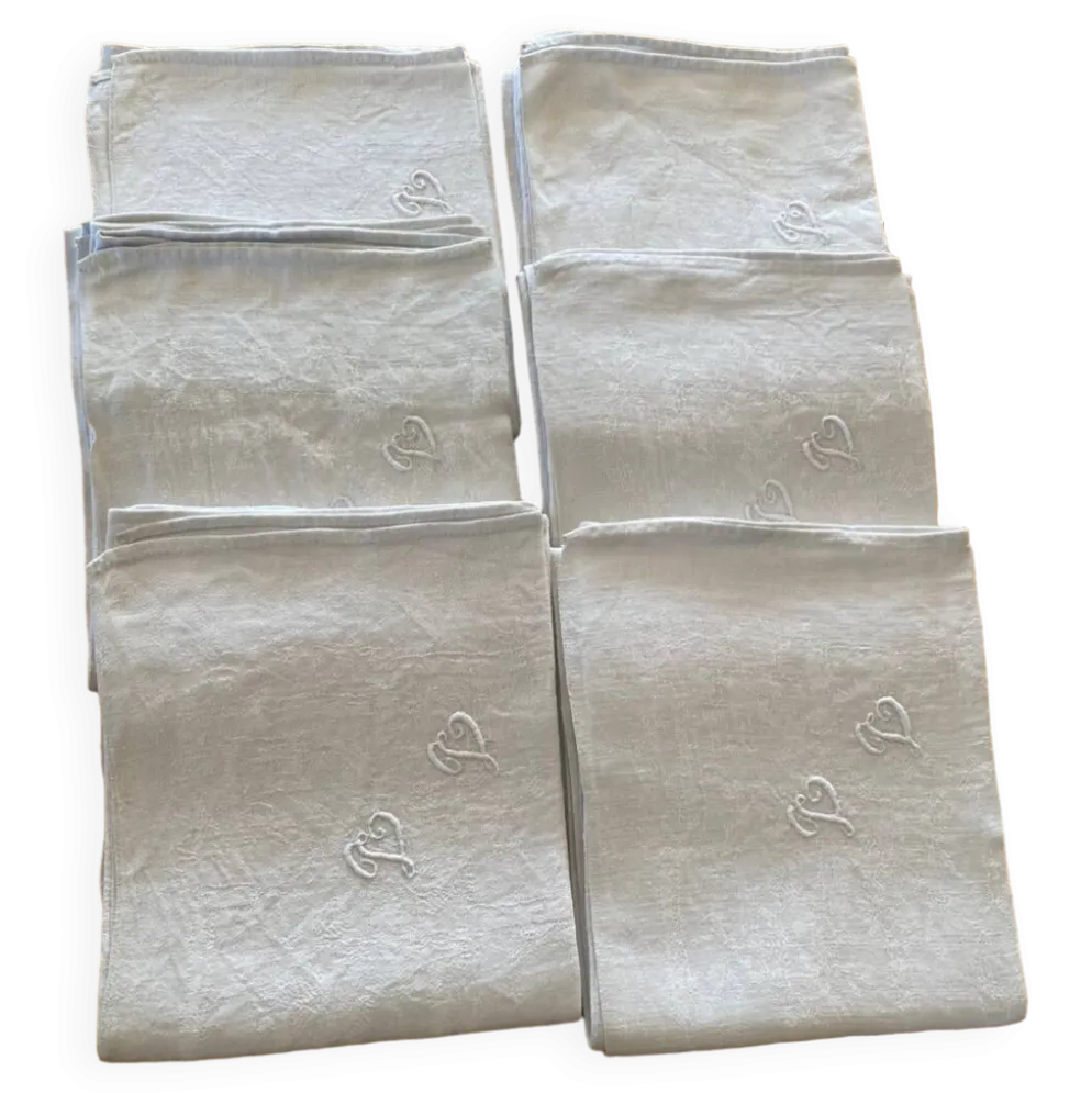 6 serviettes monogramme VV