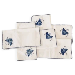 6 serviettes percal brodées, 28 cm