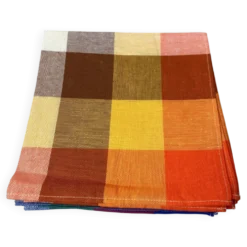 Serviettes pue coton modèle vintage à carreaux