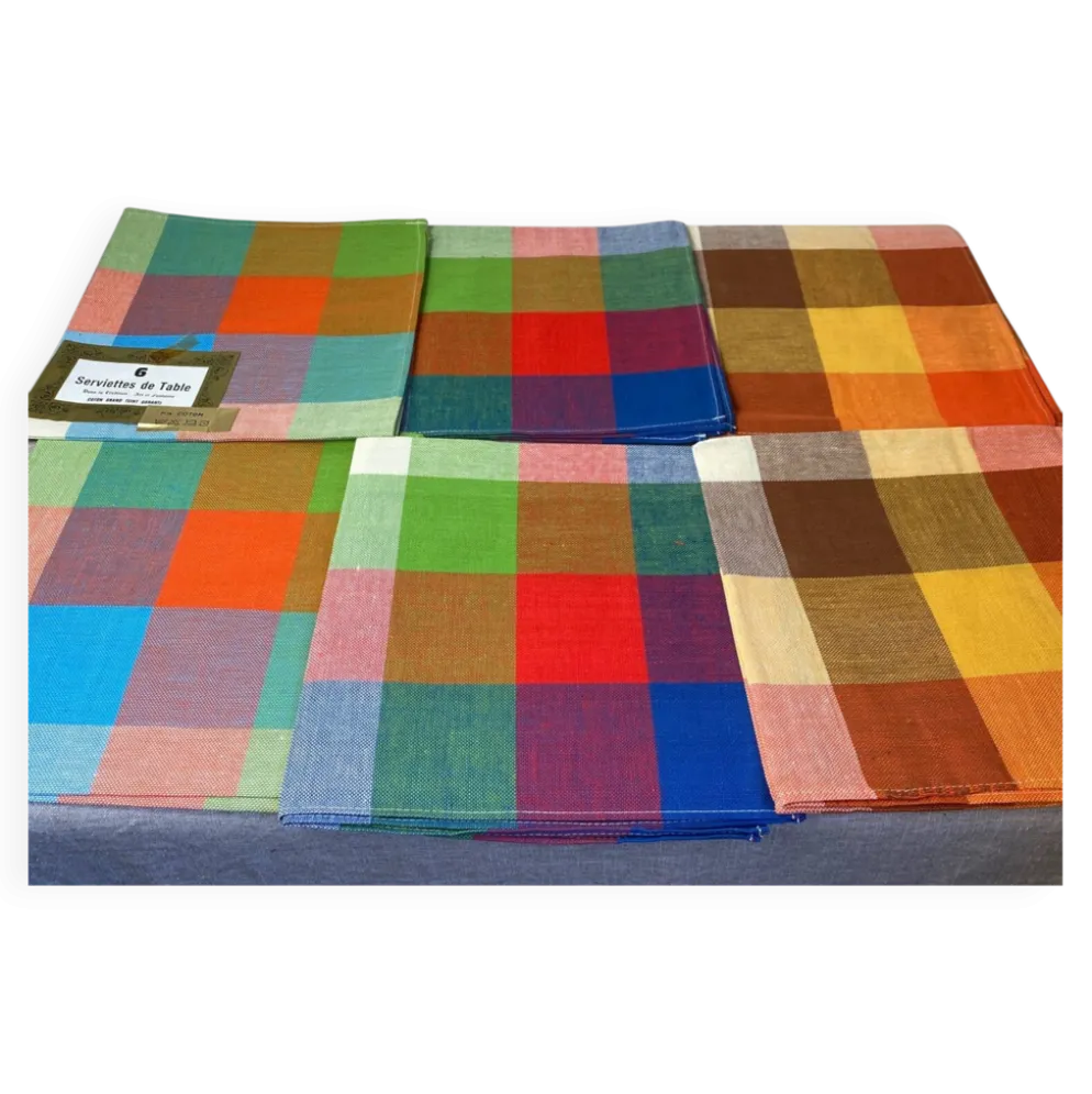 Serviettes pue coton modèle vintage à carreaux