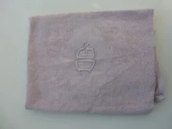 6 serviettes rectangulaires, en coton damassées, teinte Lilas et monogrammées OG, art deco
