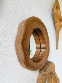 Set de 4 miroirs organiques brutalistes en bois années 50