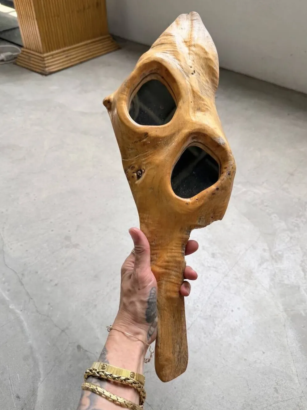 Set de 4 miroirs organiques brutalistes en bois années 50