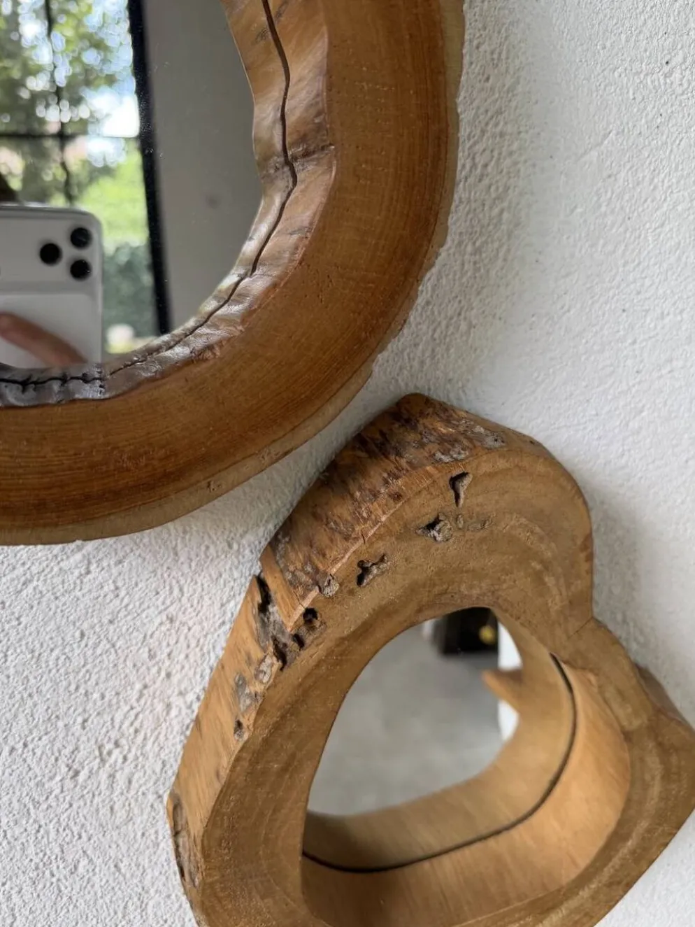 Set de 4 miroirs organiques brutalistes en bois années 50