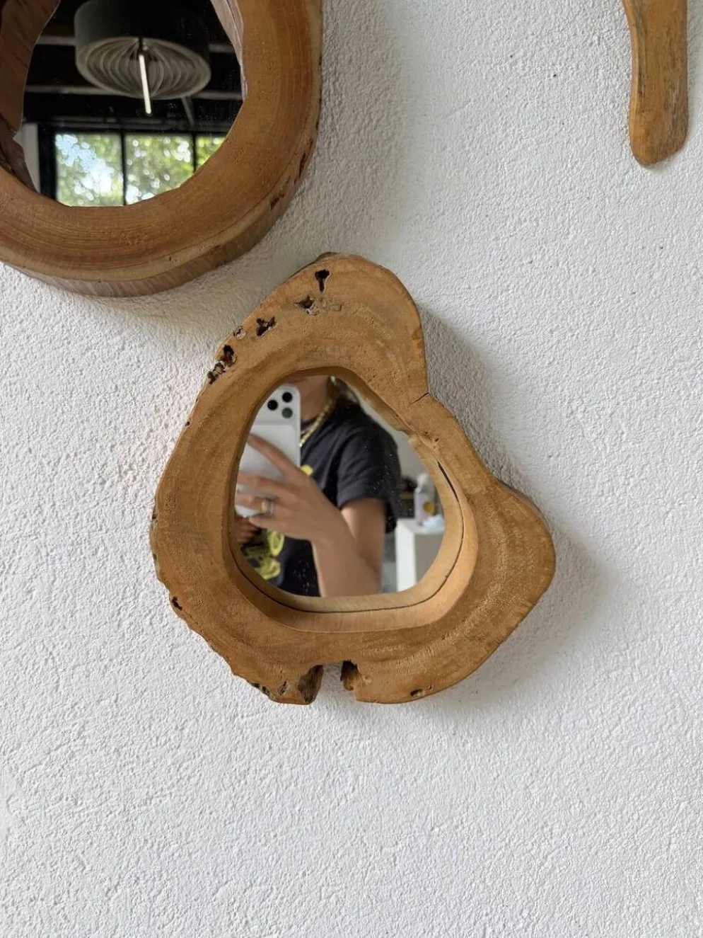 Set de 4 miroirs organiques brutalistes en bois années 50