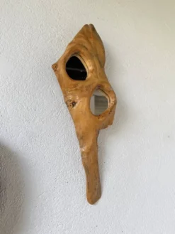 Set de 4 miroirs organiques brutalistes en bois années 50