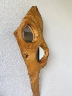 Set de 4 miroirs organiques brutalistes en bois années 50