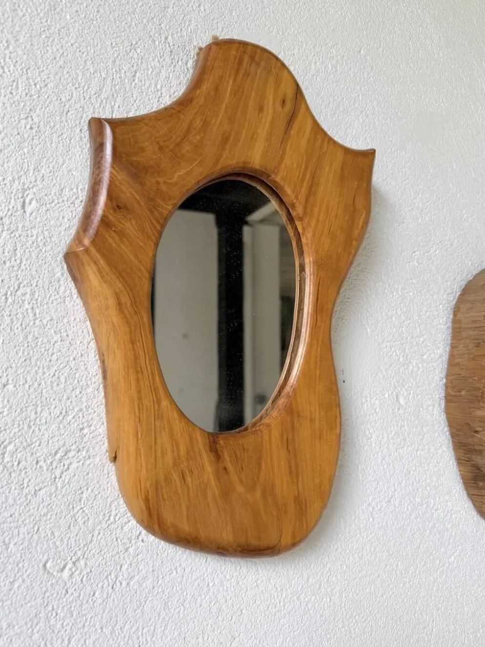 Set de 4 miroirs organiques brutalistes en bois années 50