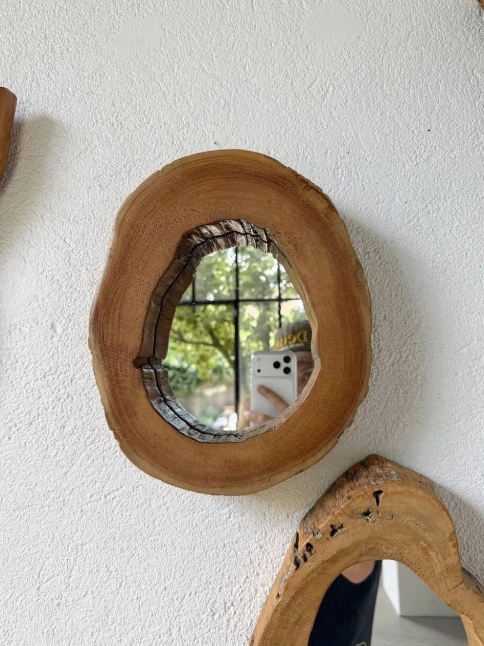 Set de 4 miroirs organiques brutalistes en bois années 50