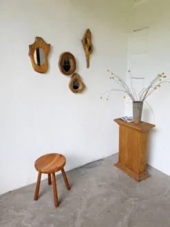 Set de 4 miroirs organiques brutalistes en bois années 50