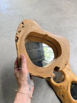 Set de 4 miroirs organiques brutalistes en bois années 50