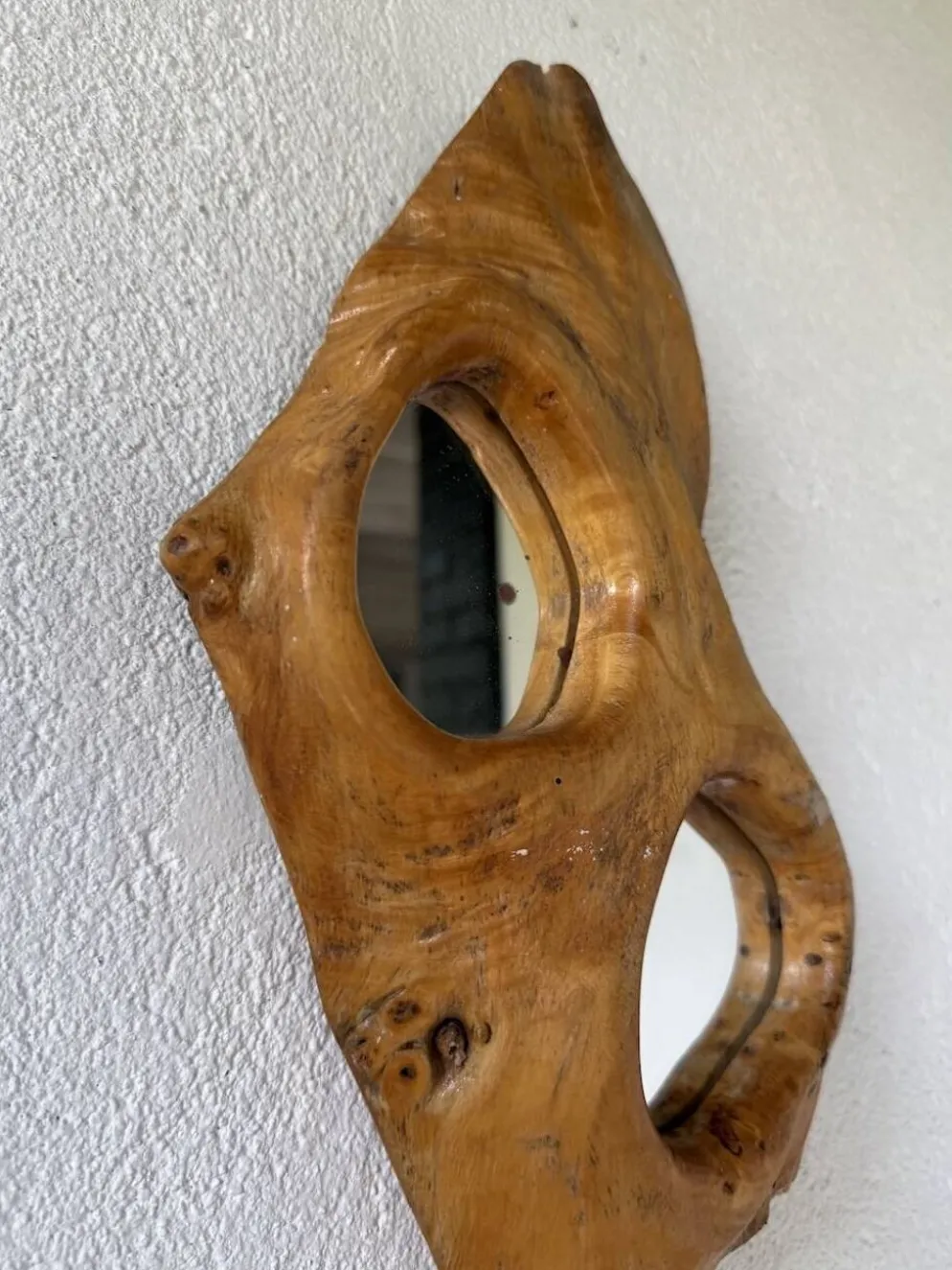 Set de 4 miroirs organiques brutalistes en bois années 50