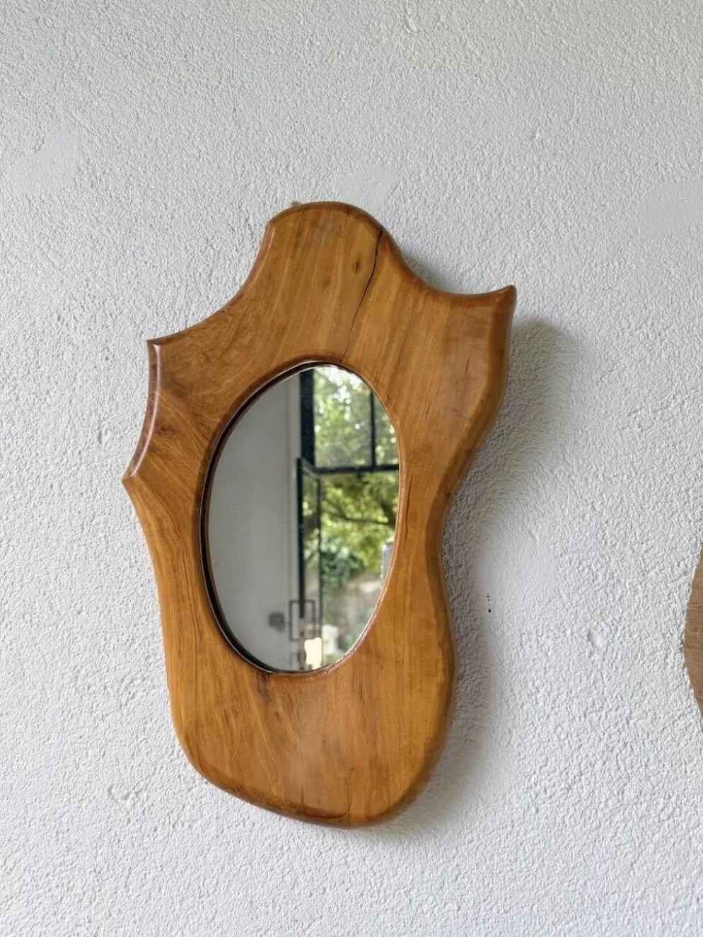 Set de 4 miroirs organiques brutalistes en bois années 50
