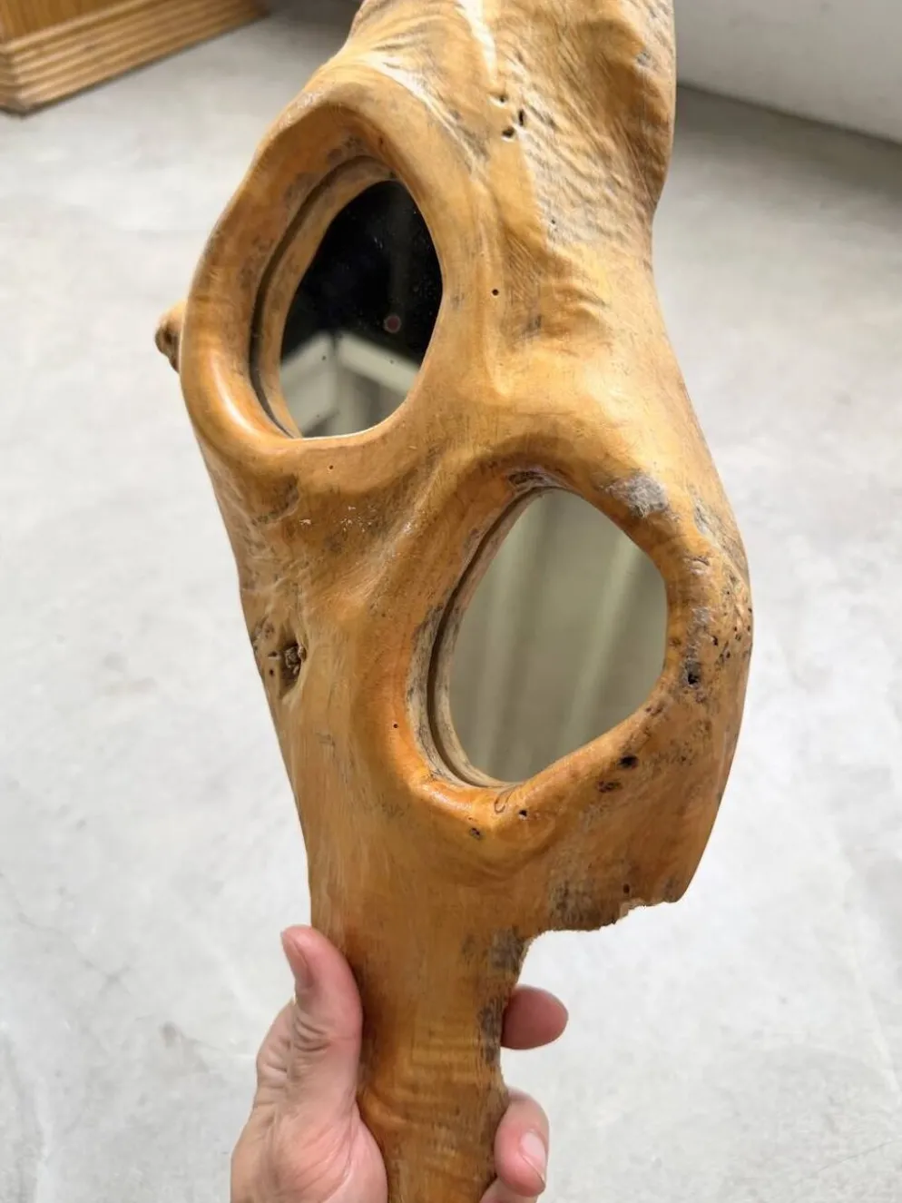 Set de 4 miroirs organiques brutalistes en bois années 50