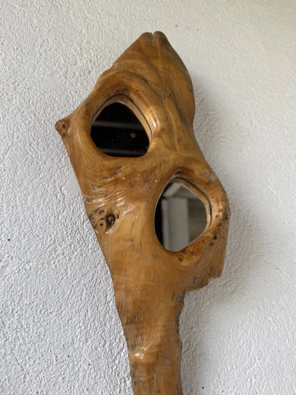 Set de 4 miroirs organiques brutalistes en bois années 50