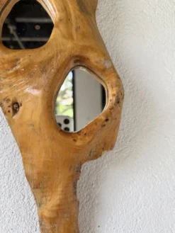 Set de 4 miroirs organiques brutalistes en bois années 50