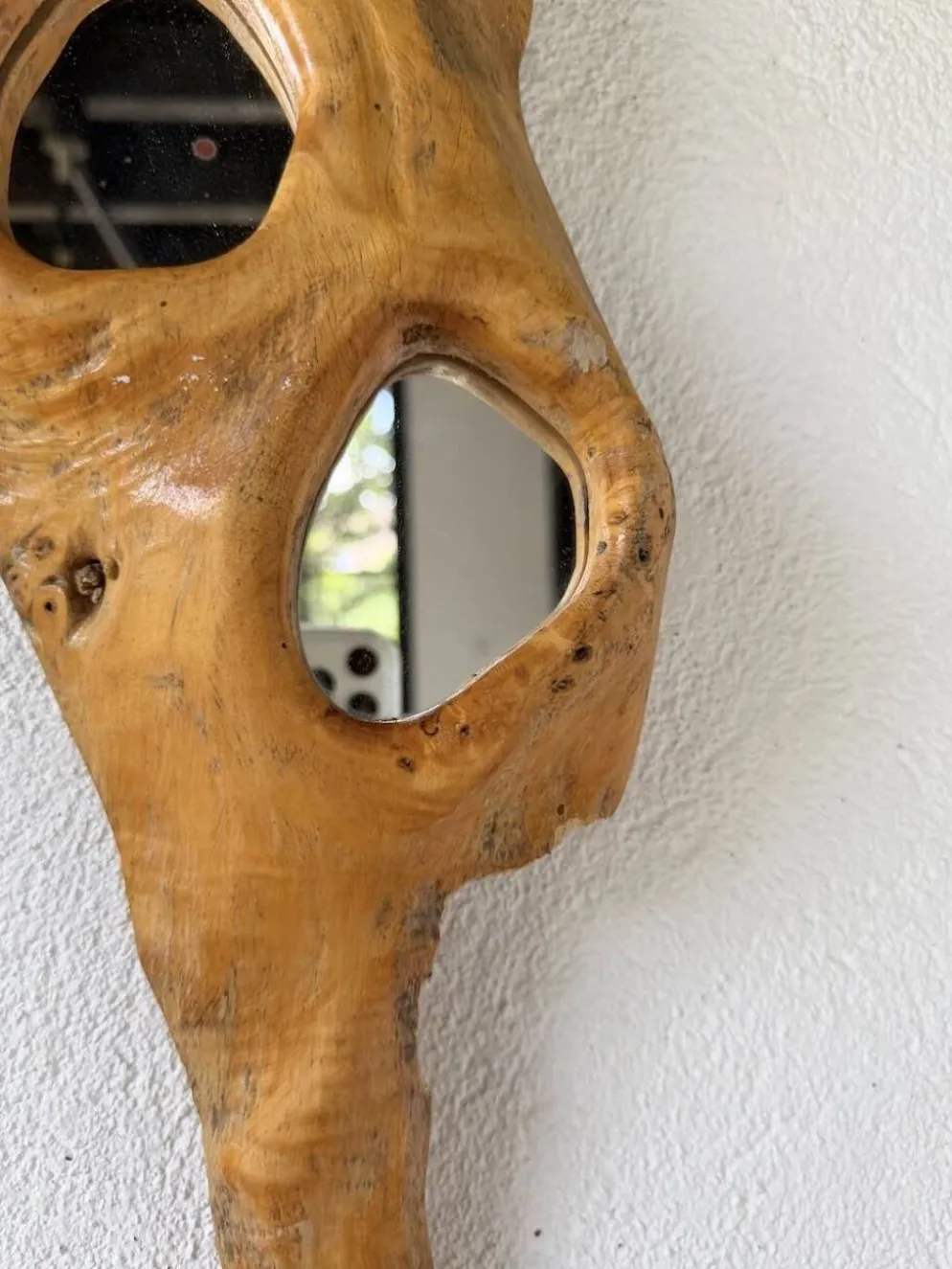 Set de 4 miroirs organiques brutalistes en bois années 50