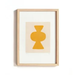 Set de 3 peintures abstraites jaune signée Eawy